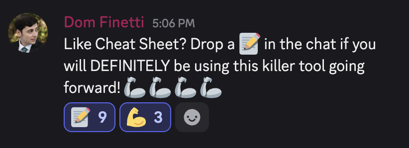 Students reacting that they will use Cheat Sheet going forward